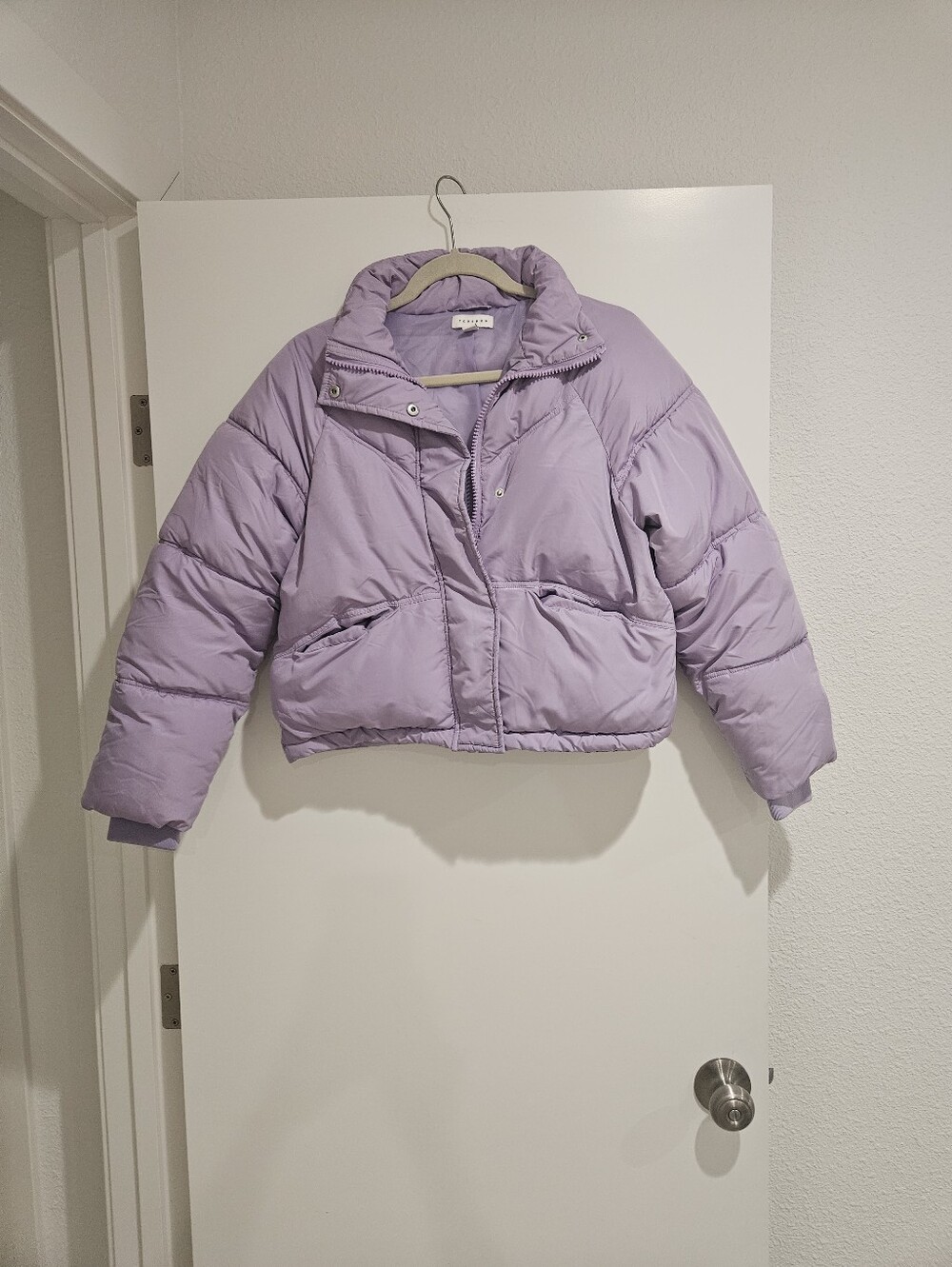 Topshop Bright Lilac Cropped Puffer Jacket